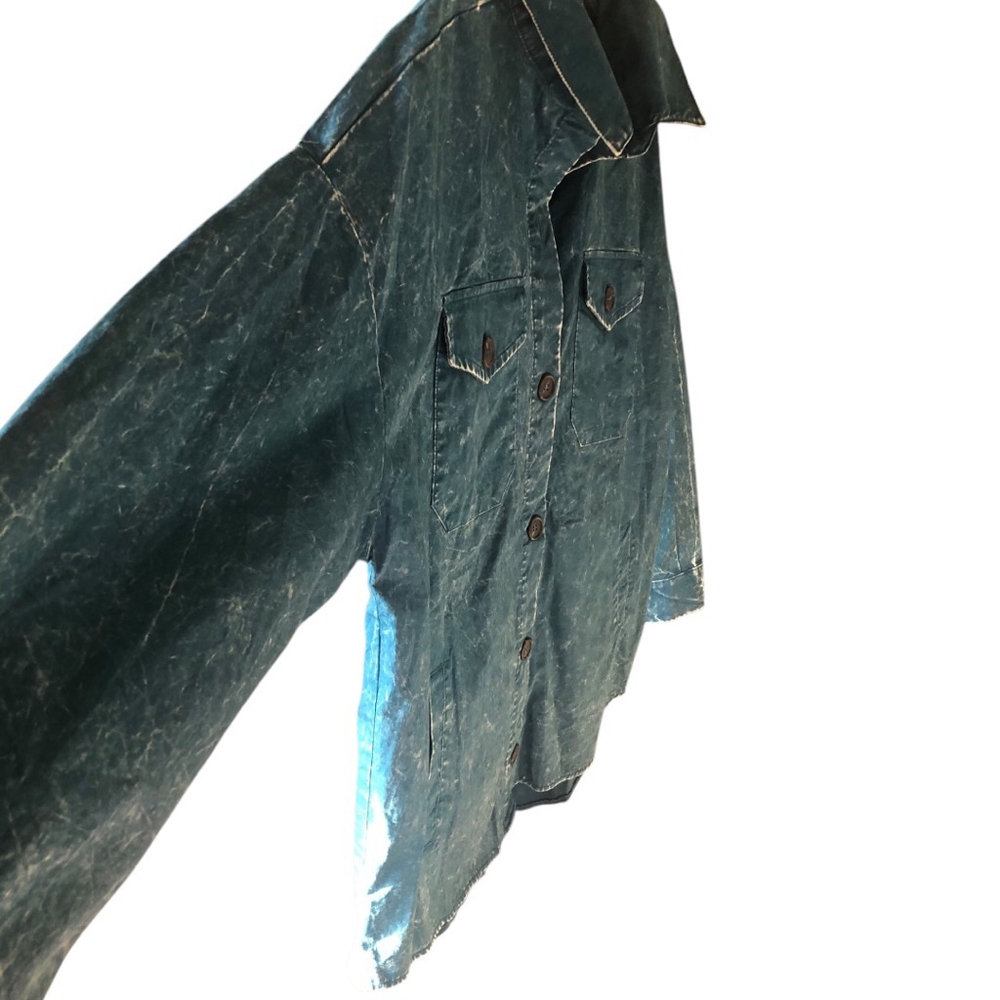 Zenana Solid Mineral Washed Shacket Size L (PTP 23” approx.) Teal - Picture 3 of 7